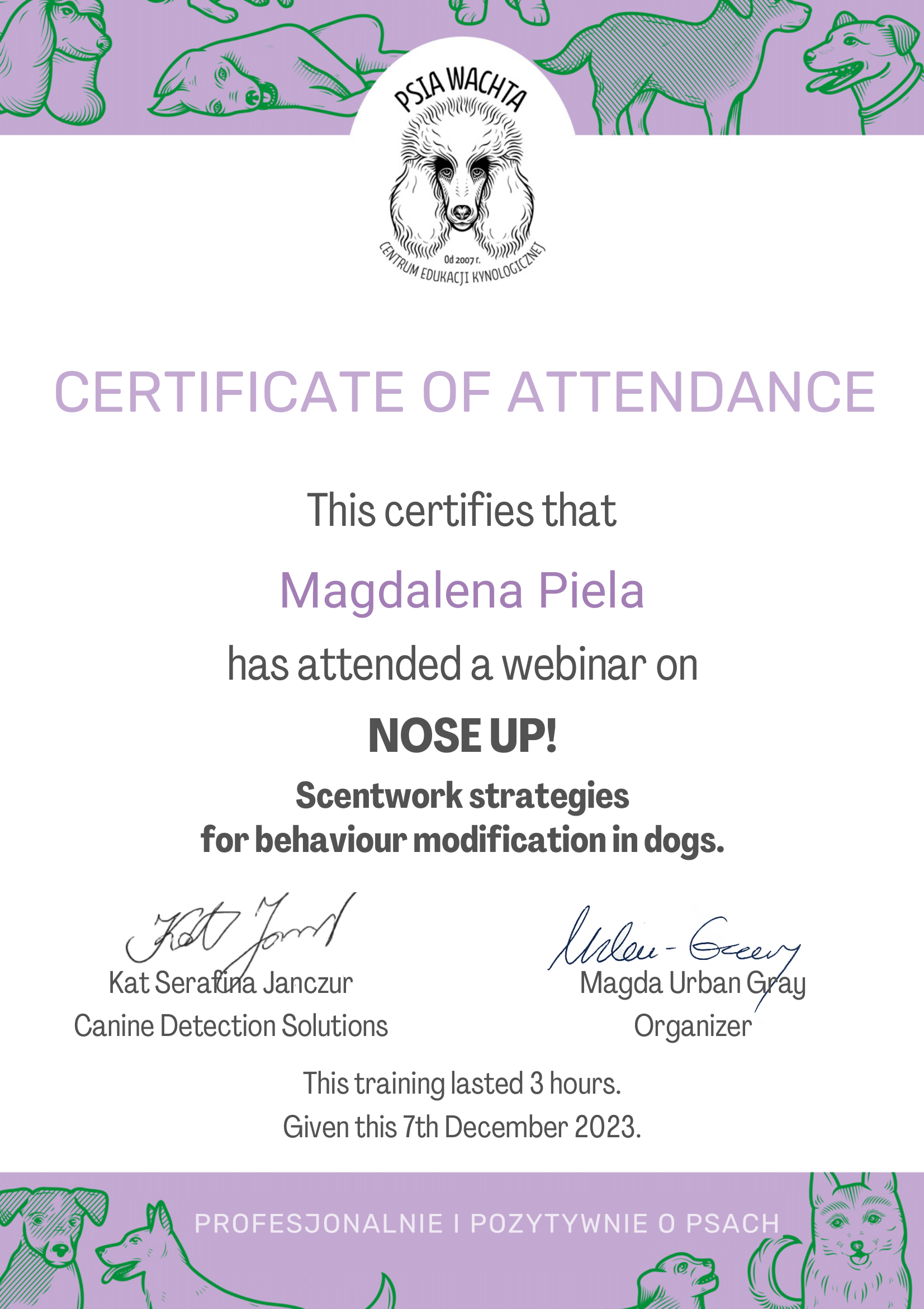 Certificate Nose Up
