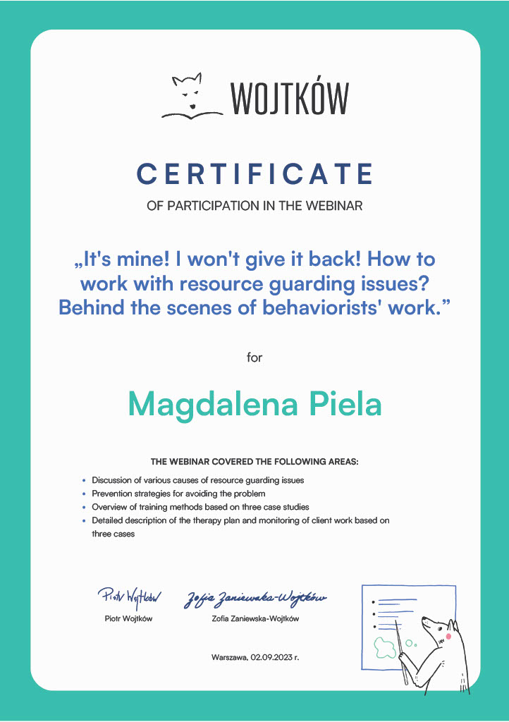 Certyfikat How to work with resource guarding issues Magdalena Piela