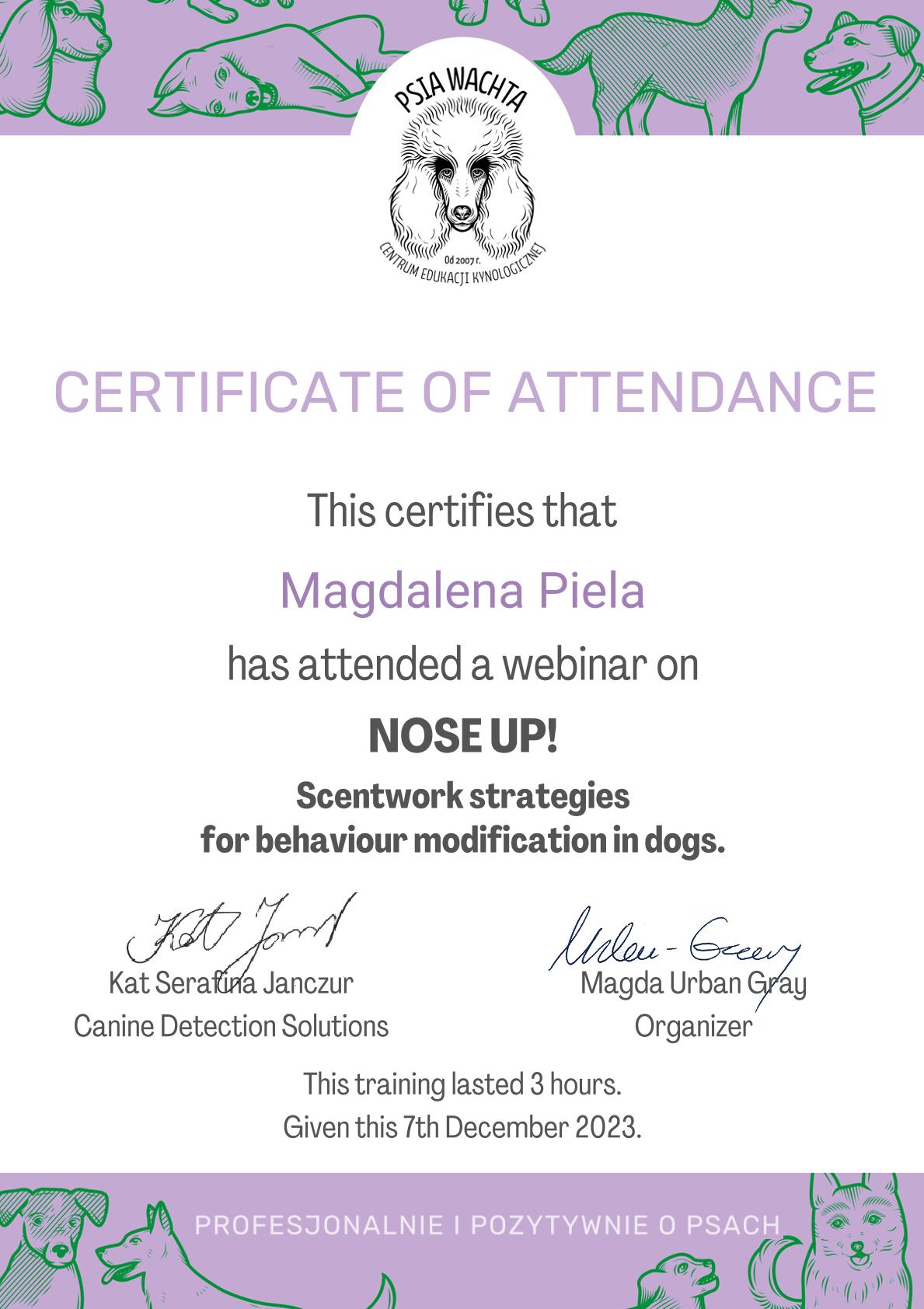 Certificate Nose Up-1