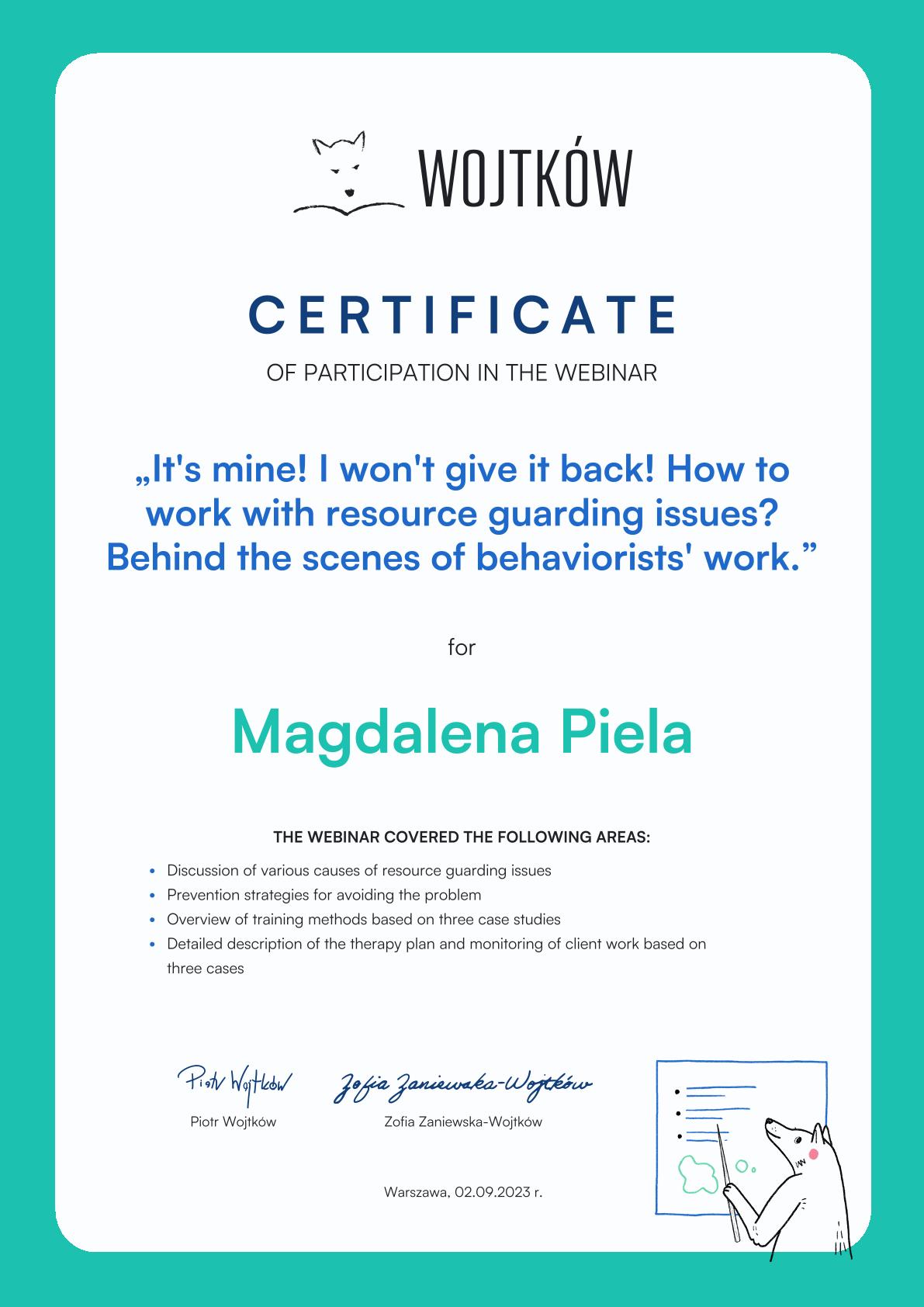 Certyfikat How to work with resource guarding issues Magdalena Piela-1