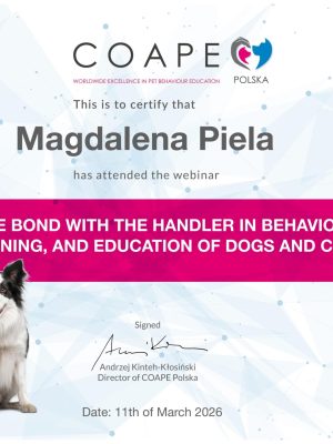 Certificate COAPE - Use of the Bond with the Handler in Behavior Therapy, Training-1