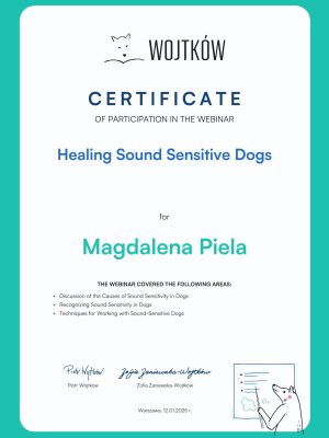 Certyfikat Healing Sound Sensitive Dogs - Magdalena Piela-1