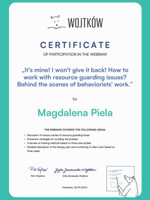 Certyfikat How to work with resource guarding issues Magdalena Piela