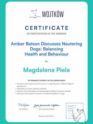 Certyfikat Neutering Dogs - Magdalena Piela-1